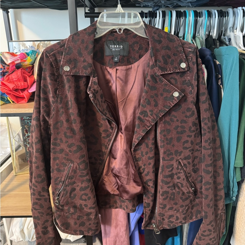 Torrid Brown Leather Motorcycle Jacket Asymmetrical Zipper